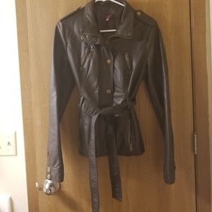 Brown Faux Leather Jacket